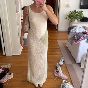 Pepper mayo sheer lace maxi dress